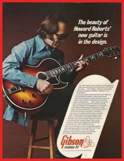 GIBSON GUITARS, HOWARD ROBERTS Original Magazine Ad Down Beat 1974