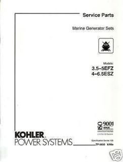 Kohler Marine Generator Parts List 3.5 5 4 6.5 EFZ ESZ