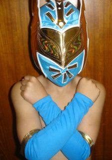 WWE SIN CARA CHILD WRESTLING MASK FANCY DRESS UP COSTUME BLUE NEW 
