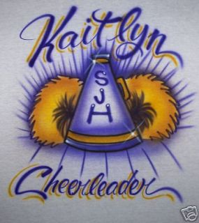 PERSONALIZED CHEERLEADER AIRBRUSH T SHIRT NEW ADULT S XL NEW
