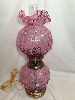 Fenton Dusty Rose (Pink) Roses Gone With the Wind Lamp GWTW    2nd one