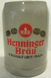 GERZ HB HENNINGER BRAU FRANKFURT MAIN CERAMIC BEER STEIN   W GERMANY