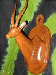 TRIBAL AFRICAN ART Carved ANTELOPE GAZELLE ANIMAL HEAD DEER TROPHY 