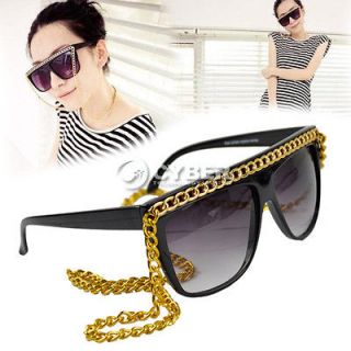 New Black Tone Gold/Silver Chain Sunglasses Lady Glasses Eyeglasses