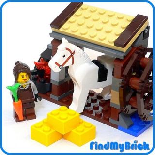   Horse Stable Building with Village Farmer Girl & Pony   No Box   NEW