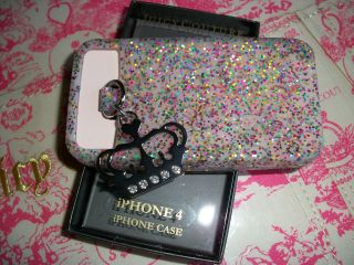 Juicy Couture iPhone 4 4S White Glitter Jelly Case Crystal Crown Charm
