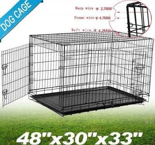 New 48 2 Door Folding Dog Cage Crate Pet Crate Portable house Large 