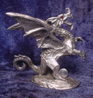 Pewter GALLO REARING DRAGON with CRYSTAL    RETIRED