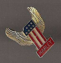 Vintage Harley Winged #1 old enamel pin