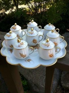 Newly listed LIMOGES POT DE CREME SET of 8 ~ WITH SERVING TRAY ~