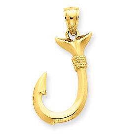   21.75mm 26mm or 31.25mm 14K Solid Yellow Gold Whale Tail Hook Pendant