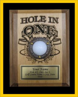 Hole in One Golf Plaque Personalized Gift Award Trophy, 7x9