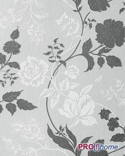   26 design vinyl wallpaper flower floral light grey white gold glitter