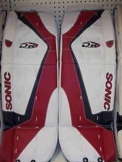 New DR X5 ice hockey Goalie Leg Pads 22 White/Navy/Red youth goal pad