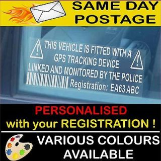 Car/Van/Vehicle Warning Sticker GPS Tracking with License Plate or Tag 