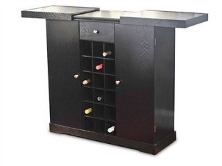 Wine Storage Home Bar Black Cabinet Modern Furniture Contemporary Nice 