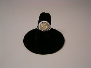 10k y Gold Panda Coin & Sterling Silver Ring Size 10