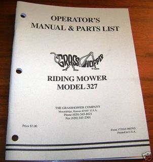 Grasshopper 327 Riding Mower Parts/Operator​s Manual
