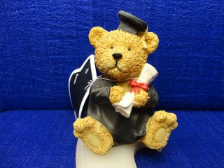 MINIATURE GRADUATION FIGURINE BEAR WITH CAP, GOWN, AND DIPLOMA   NEW 