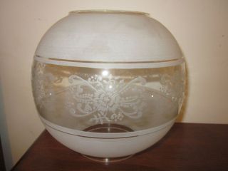   FROSTED FLORAL GLASS OIL LAMP SHADE LAMPSHADE GLOBE 4 IN OPENING