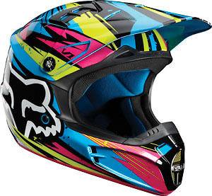 Fox Racing Youth V1 Undertow Helmet Green Blue M/Medium