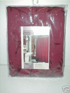 Classic Home Burbundy Crewel Embroidery Shower Curtain