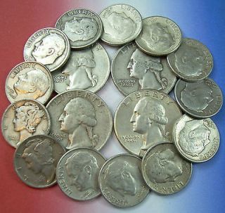   PACK◄ Pre 1965 90% SILVER U.S. Coins Quarters Dimes US 1964↓junk