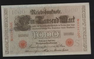 GERMANY  1910   Imperial Germany 1000 Mark Reichsbanknote