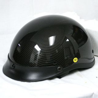 New Motorcycle Scooter Half Face Helmet Carbon Fiber Black S M L XL 
