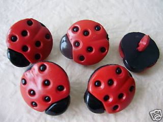 36 Button Beatle Ladybirds Card Scrapbooking Red Black