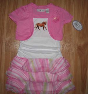 Girls HORSE DRESS~Palomino~Pink Or Blue~Looks Like 2 Pc But is ONE~NWT 