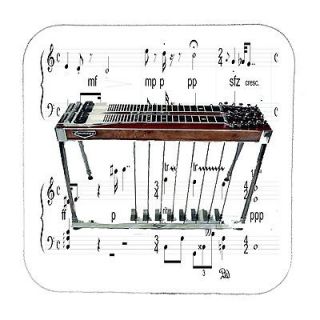 Pedal Steel Coasters Set of 4 Fabric w/ rubber bottom