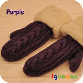 New 13 color Winter Twist wave Design Women Knit Gloves with villus 