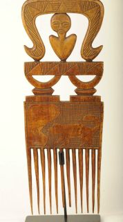 African Chockwe Carved Comb, Angola, African Arts