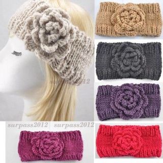 Hand Knit Winter Headband Hair Accessoy Fashional Charming Flower Head 