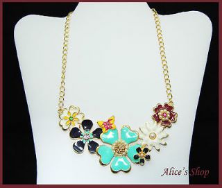 Multicolor Vintage flowers necklace.Colla​r bisuteria flores colores 