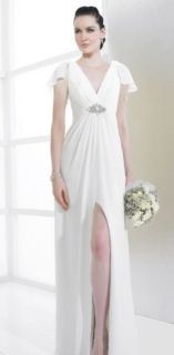 NWT Size 8 White chiffon informal bridal gown wedding dress, Moonlight 