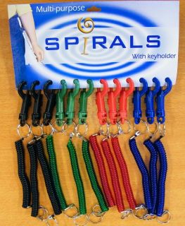 Coloured Spiral Spring Key Ring Quantity 1 96 free post Choice of 4 