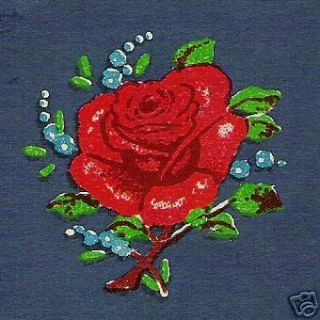 20 Red Roses and blue flowers Floral Traditional Vintage Craft Decals 