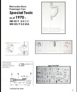 Mercedes SPECIAL TOOLS LIST 250S 280S 300SE Repair Tools Illustrations 