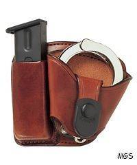  Mag Cuff Paddle Pouch for Glock SW and Handcuffs Tan Leather Holster