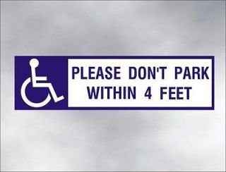 HANDICAP decal 4 foot clearance for wheelchair disability lift 