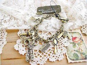 new fashion retro vintage Bohemian Hair Dryer&Comb&Sci​ssors Charm 