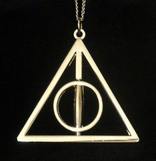 Harry Potter DEATHLY HALLOWS NECKLACE Spins Rotating Center Wizarding 