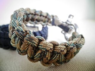 Paracord Survival Bracelet Made is USA with Adjustable Shackle 