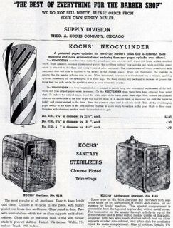   Advertising Kochs Vintage Barber Supplies 4 Pg Brochure Poles Etc Ad