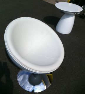 Half Moon, Ball, Chairs, White, Fibreglass, Faux Leather, Dining 