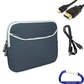   Sleeve Cover Case and USB HDMI Cable Bundle Fuhu Nabi 2 Tablet   Black