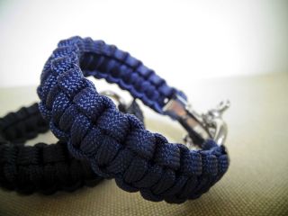 Paracord Survival Bracelet Made is USA with Adjustable Shackle Royal 