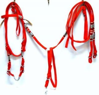   Braided Rawhide Draft Horse Bridle and Breast Harness Horse Tack